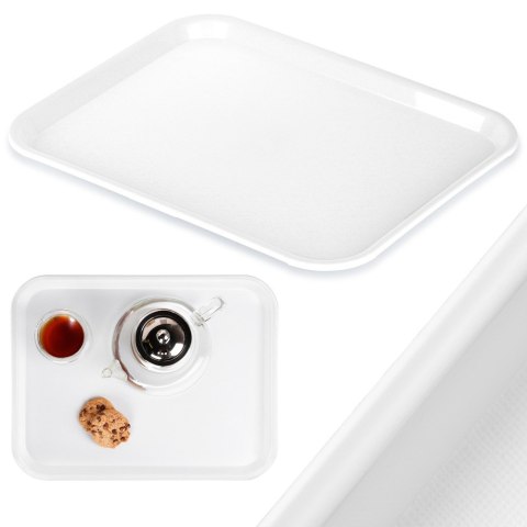 Taca do serwowania przekąsek potraw plastikowa biała 45.5x35.5cm ORION 153816