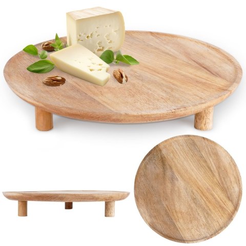 Taca drewniana do serwowania przekąsek na nóżkach 30.5cm VILDE 139621