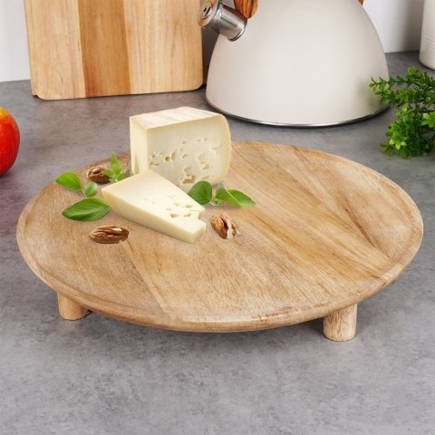 Taca drewniana do serwowania przekąsek na nóżkach 30.5cm VILDE 139621