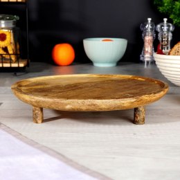 Taca drewniana do serwowania przekąsek na nóżkach stolik 30cm VILDE 139294