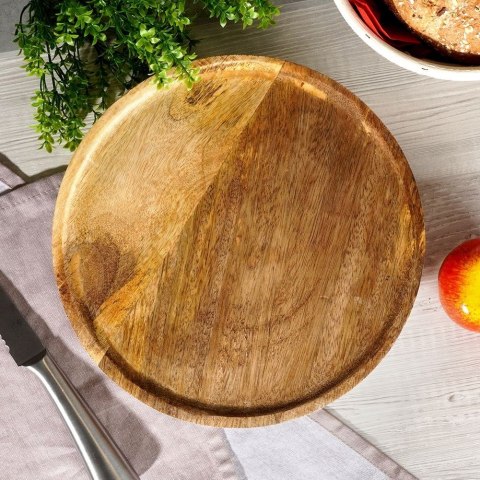Taca drewniana do serwowania przekąsek na nóżkach stolik 30cm VILDE 139294