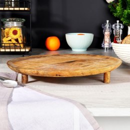 Taca drewniana do serwowania przekąsek na nóżkach stolik 37cm VILDE 139295