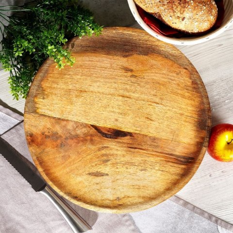 Taca drewniana do serwowania przekąsek na nóżkach stolik 37cm VILDE 139295