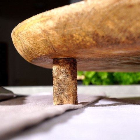 Taca drewniana do serwowania przekąsek na nóżkach stolik 37cm VILDE 139295