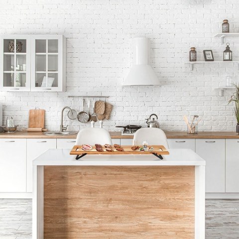 Taca drewniana do serwowania przekąsek na nóżkach stolik 67.5x19.5x7.5cm EXCELLENT HOUSEWARE 139204