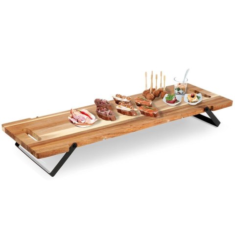 Taca drewniana do serwowania przekąsek na nóżkach stolik 67.5x19.5x7.5cm EXCELLENT HOUSEWARE 139204