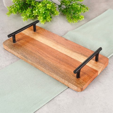 Taca drewniana do serwowania przekąsek z uchwytami 30x15.5cm VILDE 139741