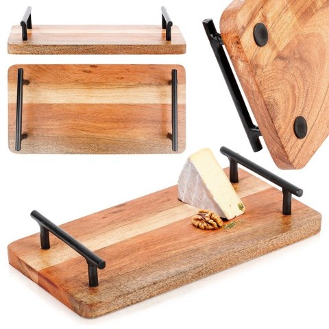 Taca drewniana do serwowania przekąsek z uchwytami 30x15.5cm VILDE 139741