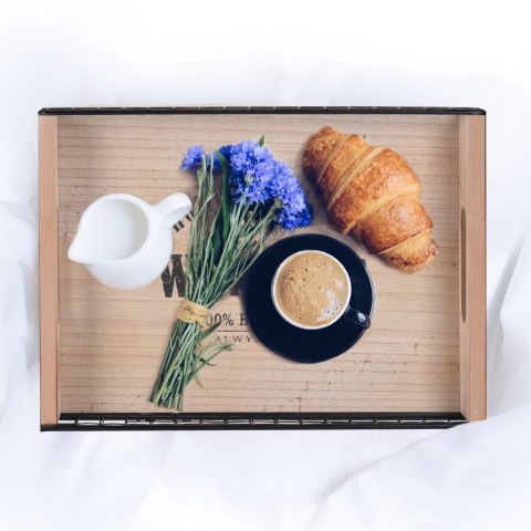 Taca drewniana do serwowania przekąsek z uchwytami 34x24.5cm ORION 153806