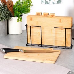 Zestaw desek deski do krojenia bambusowe ze stojakiem 4-ele 28x20cm VILDE 259004