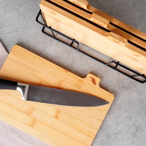 Zestaw desek deski do krojenia bambusowe ze stojakiem 4-ele 28x20cm VILDE 259004