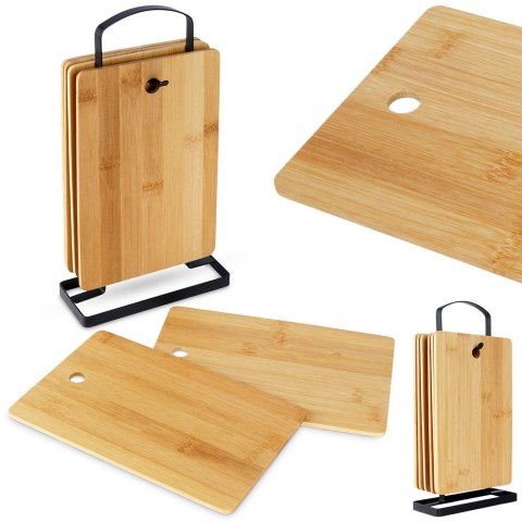 Zestaw komplet desek deski do krojenia bambusowe ze stojakiem 6SZT 22x14cm EXCELLENT HOUSEWARE 259076