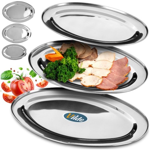 Zestaw komplet półmisków półmisek stalowy owalny 3SZT na przekąski VILDE 139688