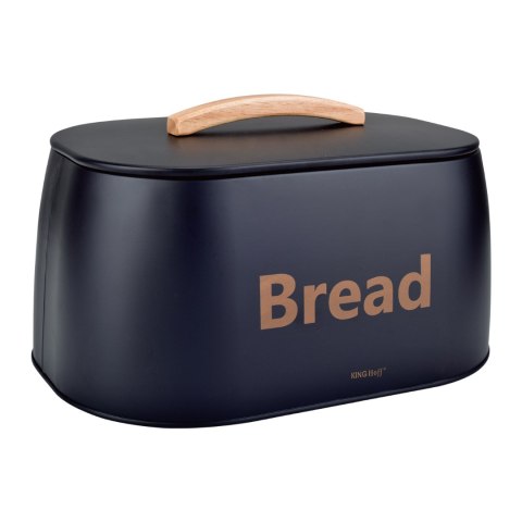 Chlebak stalowy, drewniany uchwyt, 34x24x18,5cm, czarny, KINGHOFF KH-1946