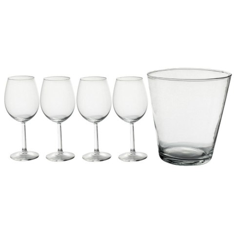 Kieliszki do wina i wiaderko do lodu szklane zestaw komplet 5-ele ATMÓS FERA 124131