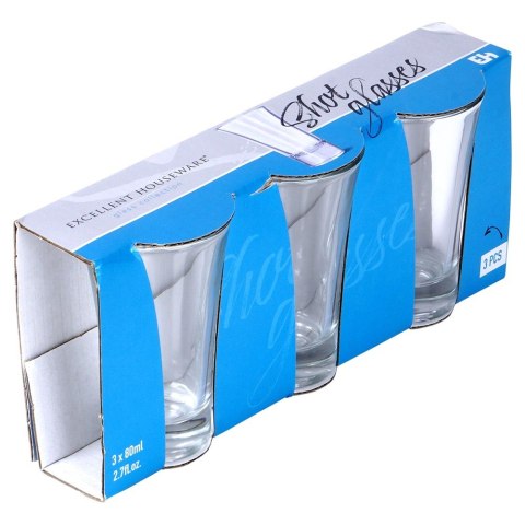 Kieliszki do wódki szklane duże 60ml zestaw komplet kieliszków 3SZT EXCELLENT HOUSEWARE 139432