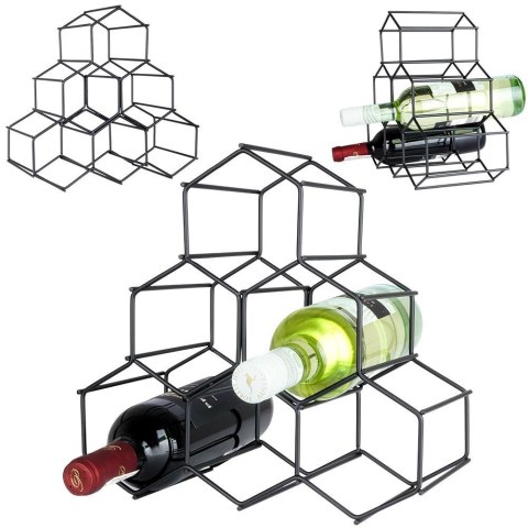 Metalowy stojak na wino butelki wina czarny do 6 butelek 29.5x28.5cm VILDE 229059