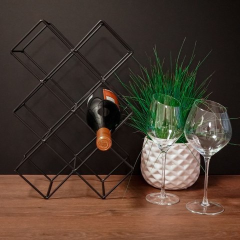 Metalowy stojak na wino butelki wina czarny do 8 butelek 42.5x28.5cm VILDE 229067