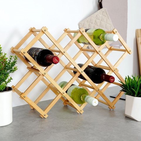 Stojak na wino butelki wina drewniany duży do 10 butelek 54x36cm EXCELLENT HOUSEWARE 229077