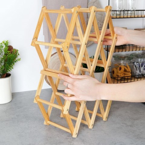 Stojak na wino butelki wina drewniany duży do 10 butelek 54x36cm EXCELLENT HOUSEWARE 229077