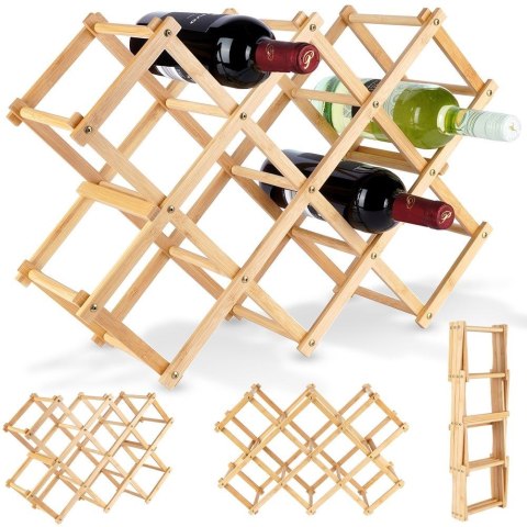Stojak na wino butelki wina drewniany duży do 10 butelek 54x36cm EXCELLENT HOUSEWARE 229077