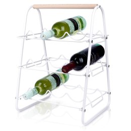 Stojak na wino butelki wina metalowy biały do 9 butelek 33x29x46cm EXCELLENT HOUSEWARE 229087