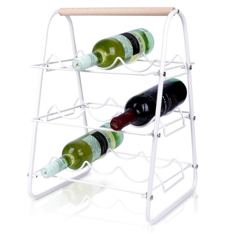 Stojak na wino butelki wina metalowy biały do 9 butelek 33x29x46cm EXCELLENT HOUSEWARE 229087