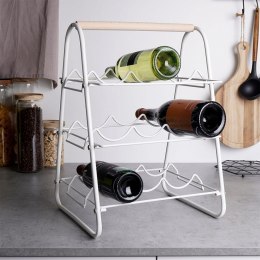 Stojak na wino butelki wina metalowy biały do 9 butelek 33x29x46cm EXCELLENT HOUSEWARE 229087