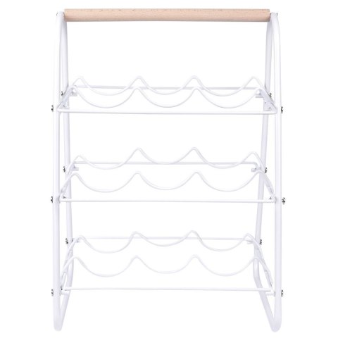 Stojak na wino butelki wina metalowy biały do 9 butelek 33x29x46cm EXCELLENT HOUSEWARE 229087