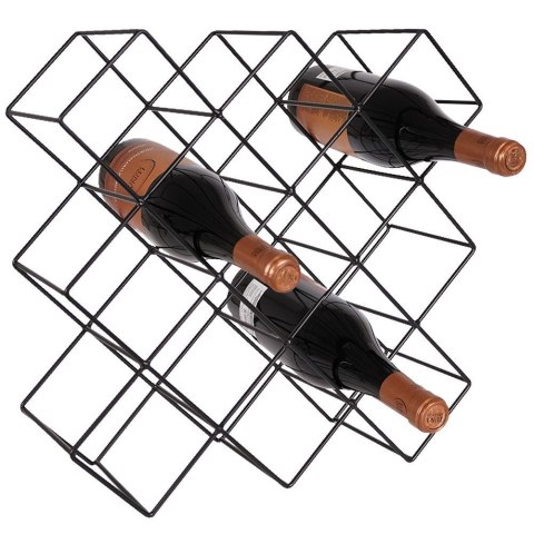 Stojak na wino butelki wina metalowy czarny do 13 butelek 42x42cm HOME STYLING COLLECTION 730125