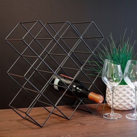 Stojak na wino butelki wina metalowy czarny do 13 butelek 42x42cm HOME STYLING COLLECTION 730125