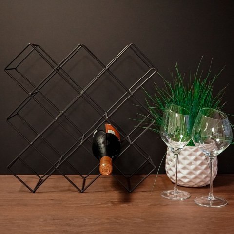 Stojak na wino butelki wina metalowy czarny do 13 butelek 42x42cm HOME STYLING COLLECTION 730125