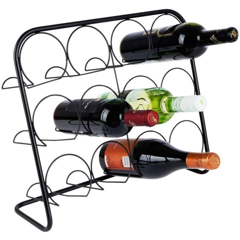 Stojak na wino butelki wina metalowy czarny duży 12 butelek organizer VILDE 229050