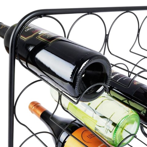 Stojak na wino butelki wina metalowy czarny duży 12 butelek organizer VILDE 229050