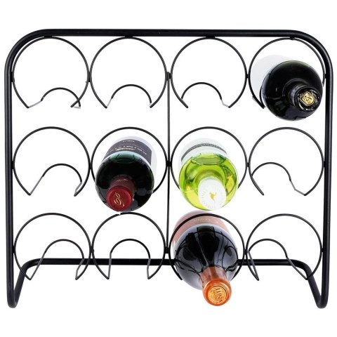 Stojak na wino butelki wina metalowy czarny duży 12 butelek organizer VILDE 229050