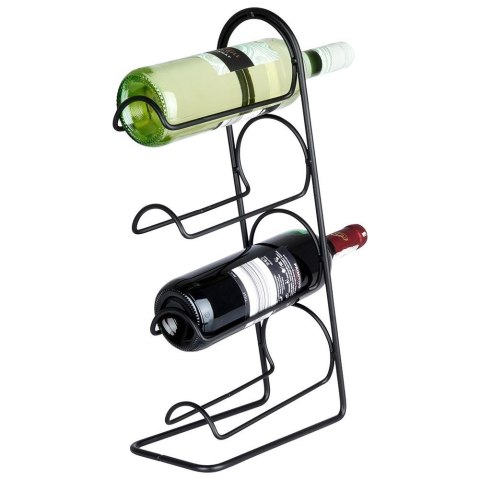 Stojak na wino butelki wina metalowy czarny na 4 butelki 21x43cm VILDE 229055