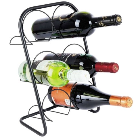 Stojak na wino butelki wina metalowy organizer czarny do 6 butelek 23x37 VILDE 229051