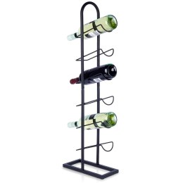 Stojak na wino butelki wina metalowy organizer czarny do 6 butelek VILDE 229079