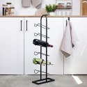 Stojak na wino butelki wina metalowy organizer czarny do 6 butelek VILDE 229079