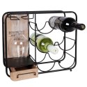 Stojak na wino i kieliszki do wina metalowy czarny do 6 butelek 35x31cm VILDE 229035