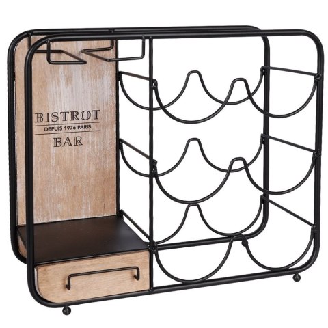 Stojak na wino i kieliszki do wina metalowy czarny do 6 butelek 35x31cm VILDE 229035