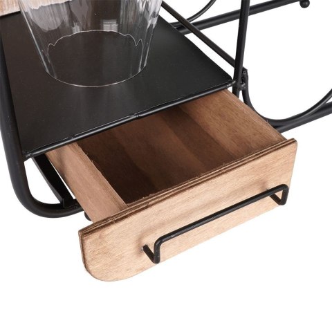 Stojak na wino i kieliszki do wina metalowy czarny do 6 butelek 35x31cm VILDE 229035