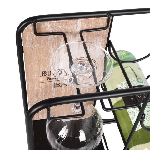 Stojak na wino i kieliszki do wina metalowy czarny do 6 butelek 35x31cm VILDE 229035