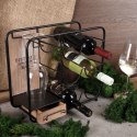 Stojak na wino i kieliszki do wina metalowy czarny do 6 butelek 35x31cm VILDE 229035