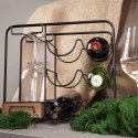 Stojak na wino i kieliszki do wina metalowy czarny do 6 butelek 35x31cm VILDE 229035