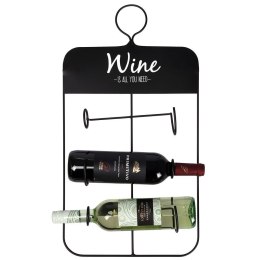 Wieszak uchwyt na butelki wina wino metalowy czarny VILDE 229041