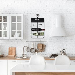 Wieszak uchwyt na butelki wina wino metalowy czarny VILDE 229041