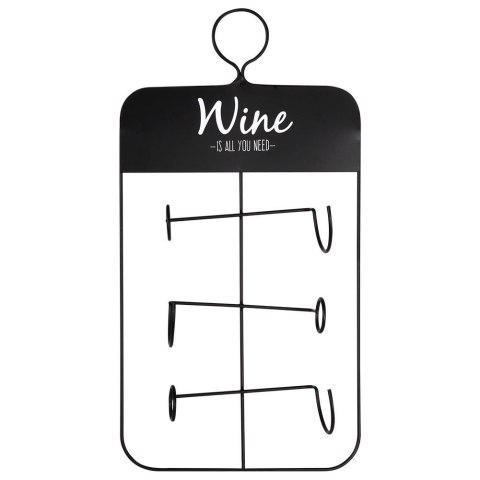 Wieszak uchwyt na butelki wina wino metalowy czarny VILDE 229041