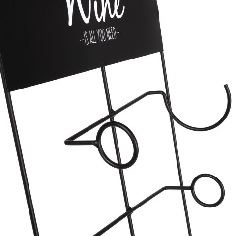 Wieszak uchwyt na butelki wina wino metalowy czarny VILDE 229041