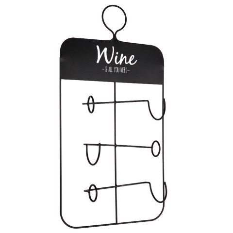 Wieszak uchwyt na butelki wina wino metalowy czarny VILDE 229041